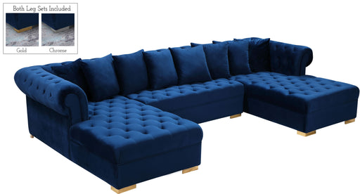 Presley Navy Velvet 3pc. Sectional image