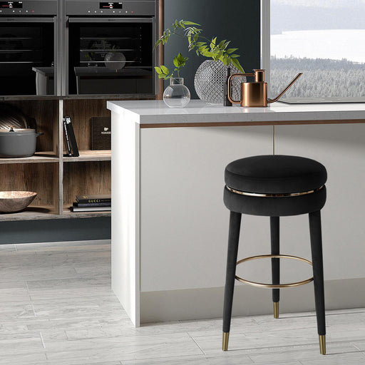 Coral Black Velvet Counter Stool - Home And Beyond