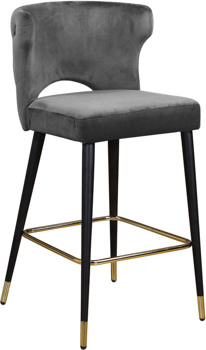 Kelly Grey Velvet Stool