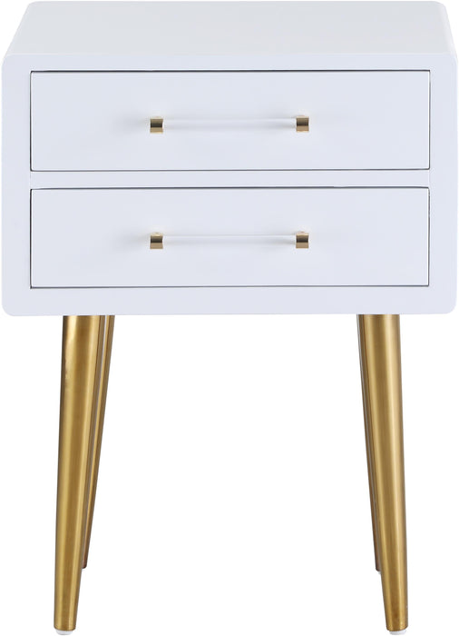 Zane White Laquer with Gold Side Table