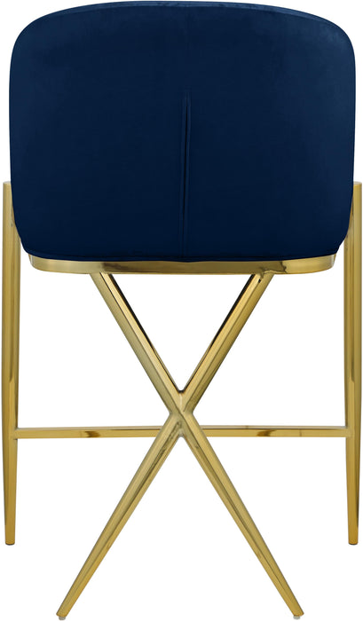 Xavier Navy Velvet Counter Stool