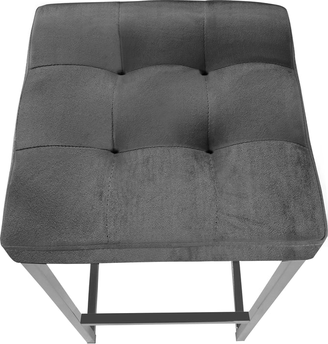 Nicola Grey Velvet Stool