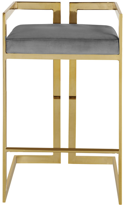 Ezra Grey Velvet Stool