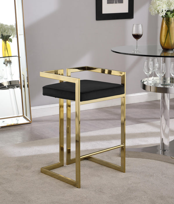 Ezra Black Velvet Stool