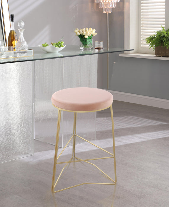 Tres Pink Velvet Counter Stool