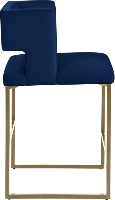 Caleb Navy Velvet Counter Stool