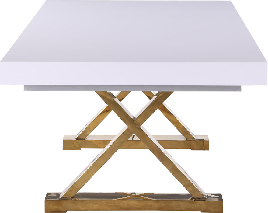 Excel White Lacquer Extendable Dining Table (3 Boxes) - Home And Beyond