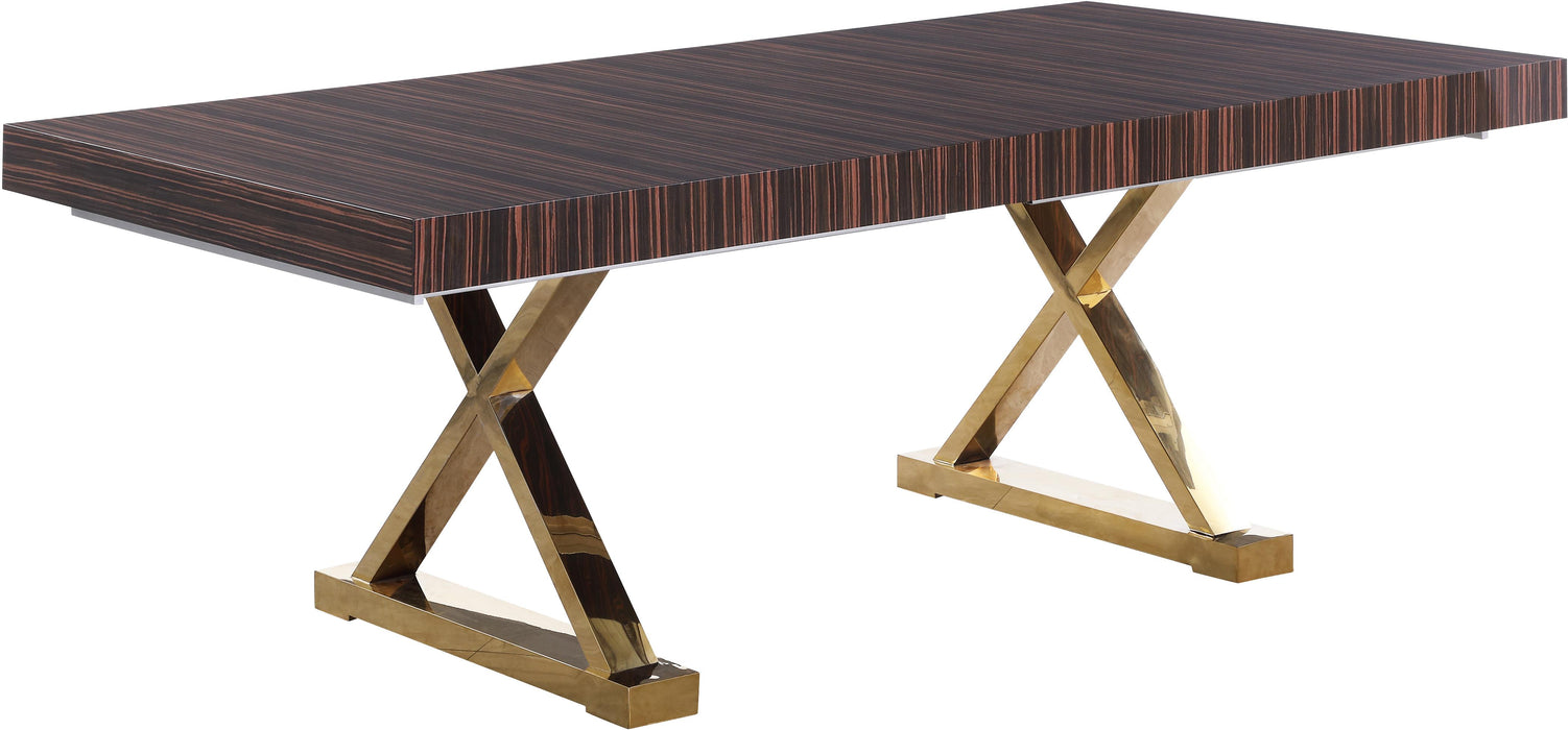 Excel Brown Zebra Wood Veneer Lacquer Extendable Dining Table (3 Boxes) - Home And Beyond
