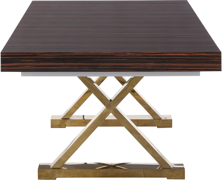 Excel Brown Zebra Wood Veneer Lacquer Extendable Dining Table (3 Boxes) - Home And Beyond