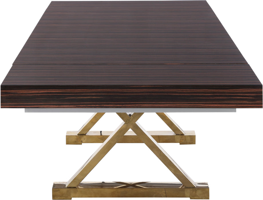 Excel Brown Zebra Wood Veneer Lacquer Extendable Dining Table (3 Boxes) - Home And Beyond