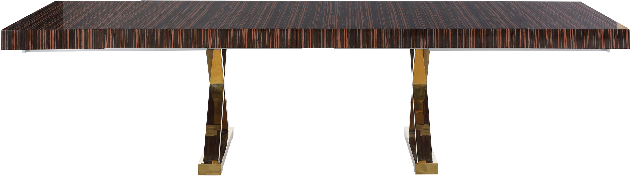 Excel Brown Zebra Wood Veneer Lacquer Extendable Dining Table (3 Boxes) - Home And Beyond