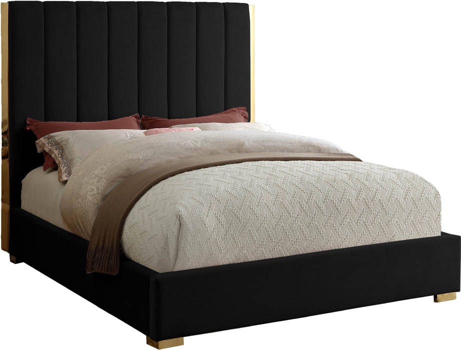 Becca Black Velvet King Bed - Home And Beyond