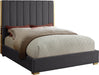 Becca Grey Velvet King Bed - Home And Beyond