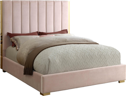 Becca Pink Velvet King Bed - Home And Beyond