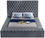 Bliss Grey Velvet Queen Bed (3 Boxes) - Home And Beyond