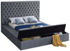 Bliss Grey Velvet Queen Bed (3 Boxes) - Home And Beyond