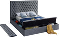 Bliss Grey Velvet Queen Bed (3 Boxes) - Home And Beyond