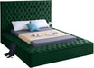 Bliss Green Velvet Queen Bed (3 Boxes) - Home And Beyond