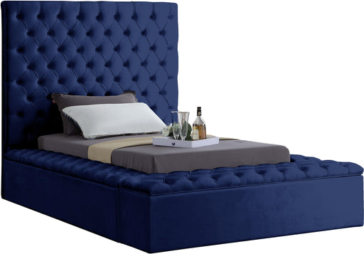 Bliss Navy Velvet Twin Bed (3 Boxes) image