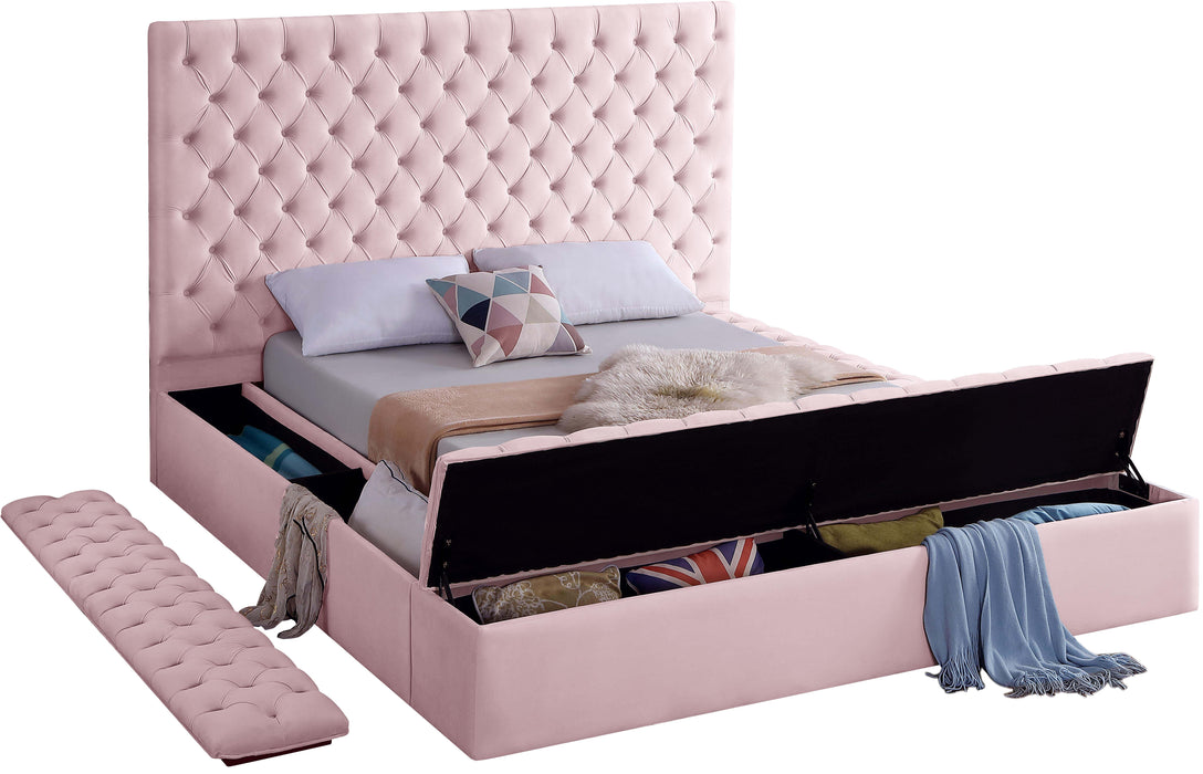 Bliss Pink Velvet Queen Bed (3 Boxes) - Home And Beyond