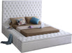 Bliss White Velvet Queen Bed (3 Boxes) - Home And Beyond