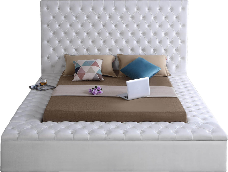 Bliss White Velvet King Bed (3 Boxes) - Home And Beyond