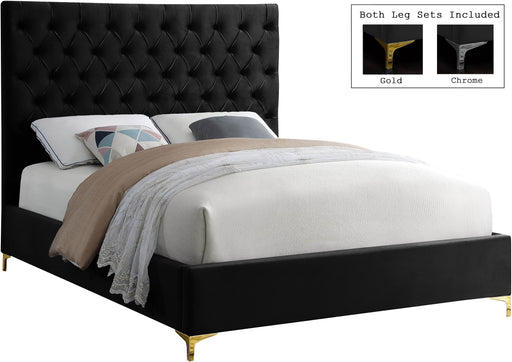 Cruz Black Velvet King Bed - Home And Beyond