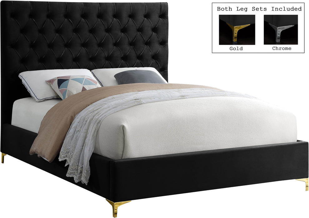 Cruz Black Velvet King Bed - Home And Beyond