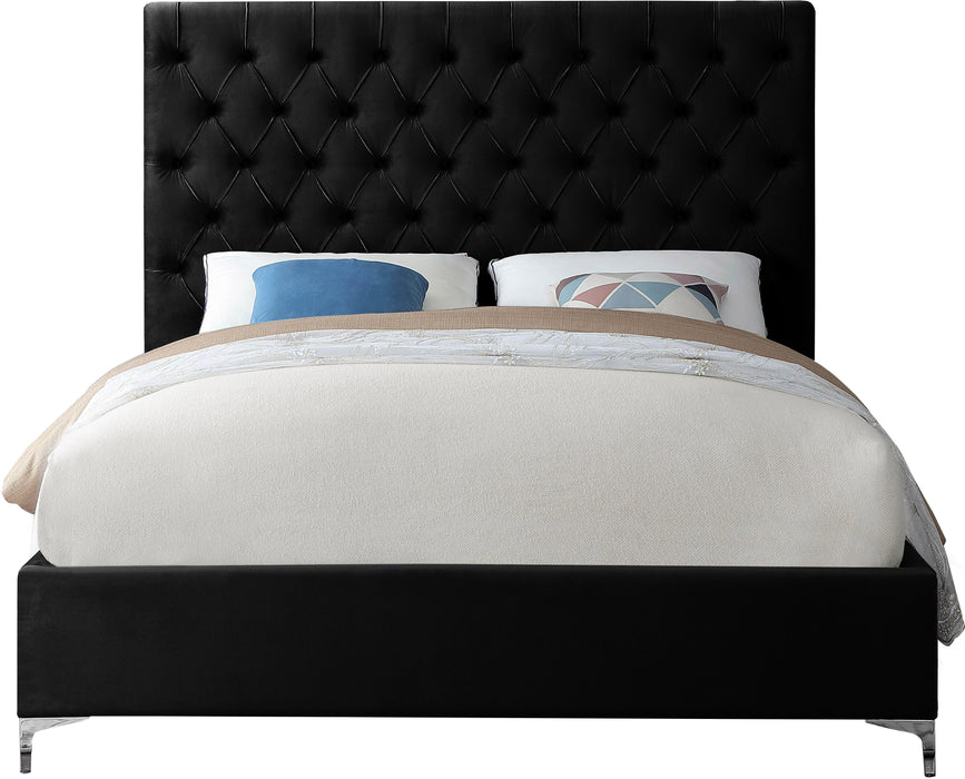 Cruz Black Velvet King Bed - Home And Beyond