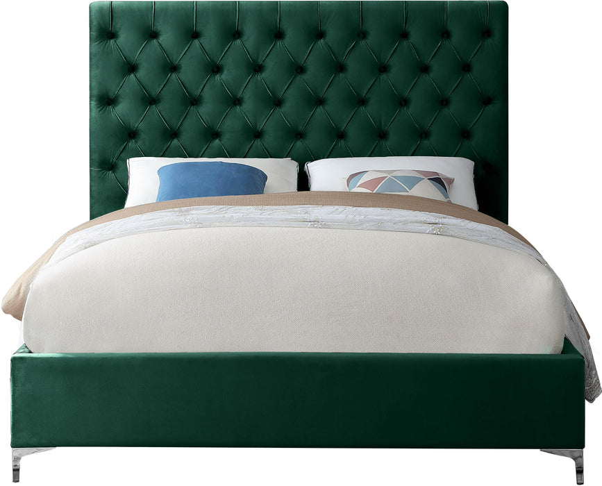 Cruz Green Velvet King Bed - Home And Beyond