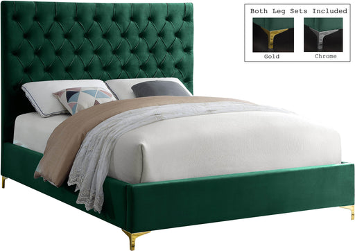 Cruz Green Velvet King Bed - Home And Beyond