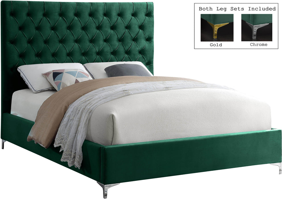 Cruz Green Velvet Queen Bed - Home And Beyond