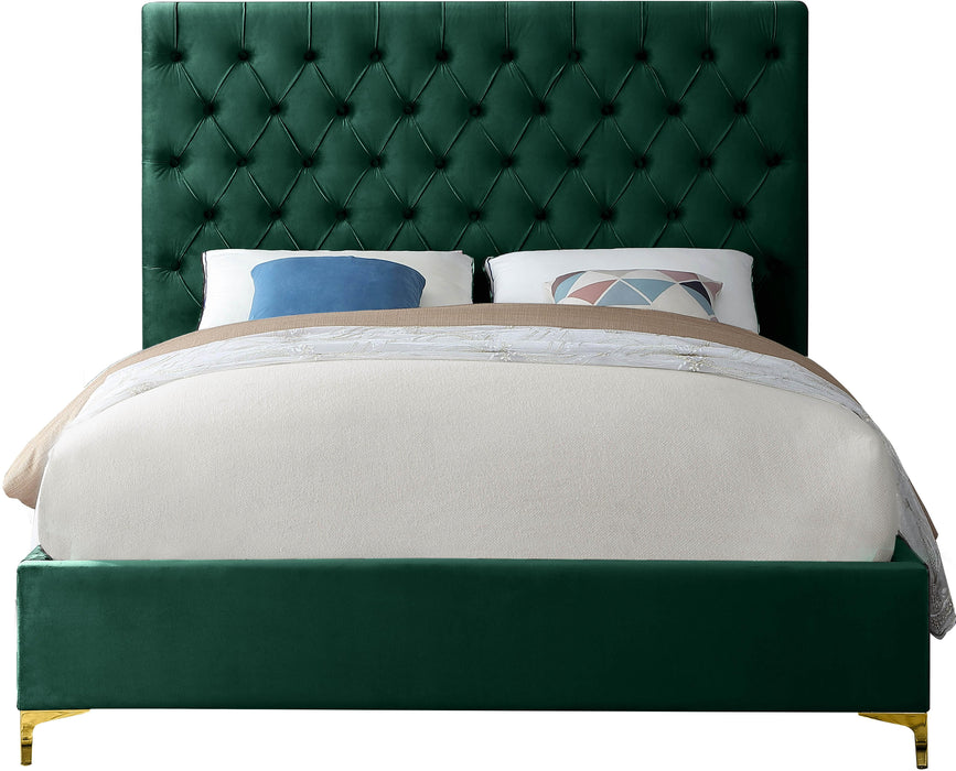 Cruz Green Velvet King Bed - Home And Beyond