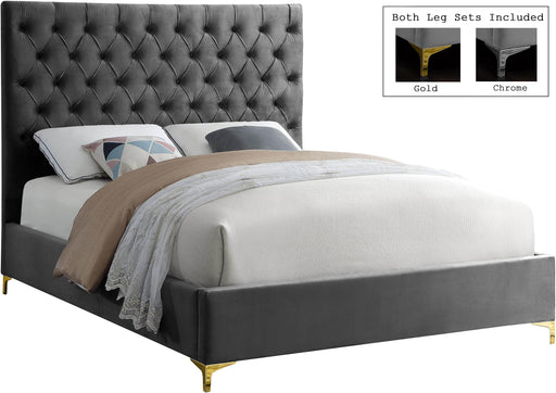 Cruz Grey Velvet King Bed - Home And Beyond