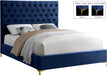 Cruz Navy Velvet King Bed - Home And Beyond