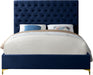 Cruz Navy Velvet King Bed - Home And Beyond