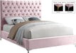 Cruz Pink Velvet Queen Bed - Home And Beyond