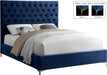 Cruz Navy Velvet King Bed - Home And Beyond
