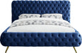 Delano Navy Velvet Queen Bed - Home And Beyond
