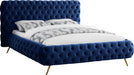 Delano Navy Velvet Queen Bed - Home And Beyond