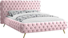 Delano Pink Velvet Queen Bed - Home And Beyond