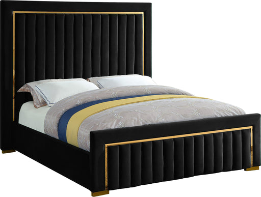Dolce Black Velvet Queen Bed (3 Boxes) - Home And Beyond