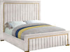 Dolce Cream Velvet Queen Bed (3 Boxes) - Home And Beyond