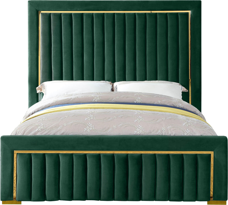 Dolce Green Velvet Queen Bed (3 Boxes) - Home And Beyond