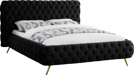 Delano Black Velvet Queen Bed - Home And Beyond