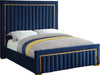 Dolce Navy Velvet Queen Bed (3 Boxes) - Home And Beyond