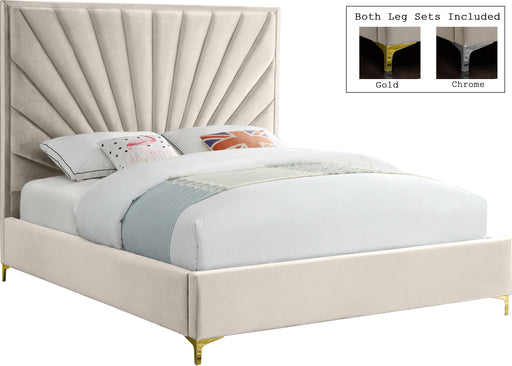 Eclipse Cream Velvet King Bed - Home And Beyond