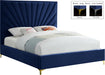 Eclipse Navy Velvet Queen Bed - Home And Beyond