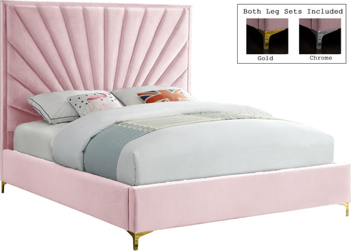 Eclipse Pink Velvet King Bed - Home And Beyond