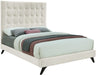 Elly Cream Velvet Queen Bed - Home And Beyond
